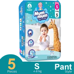 Mum Mum Pant System Baby Diaper Pant (S Size) (4-8 kg) (5 Pcs) - Rokomari
